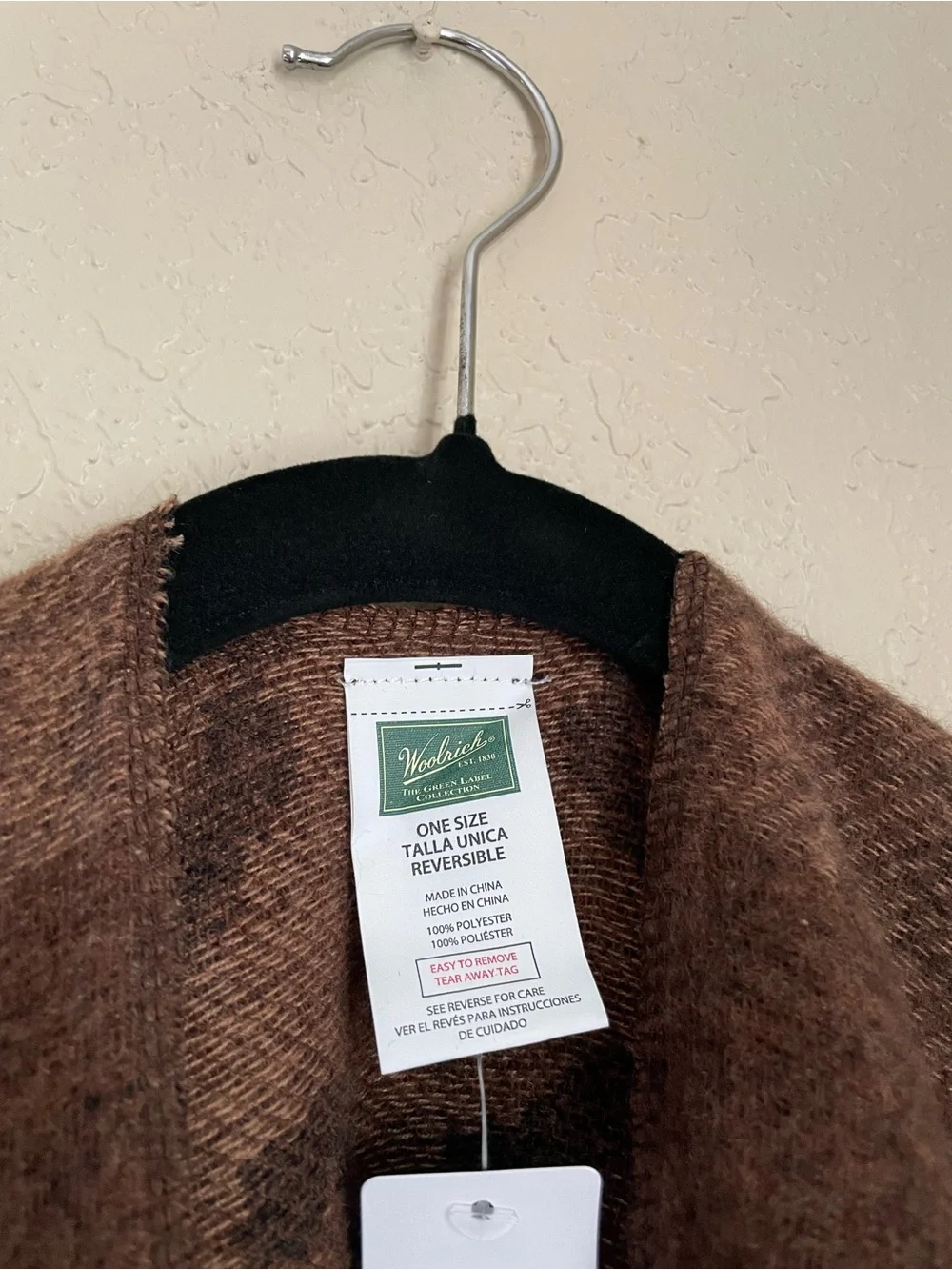 New Woolrich Reversible Wrap One Size Animal Print Brown